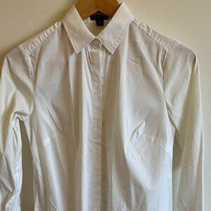Ann Taylor White Button Down Shirt | Classic Collared Blouse | Size 2P